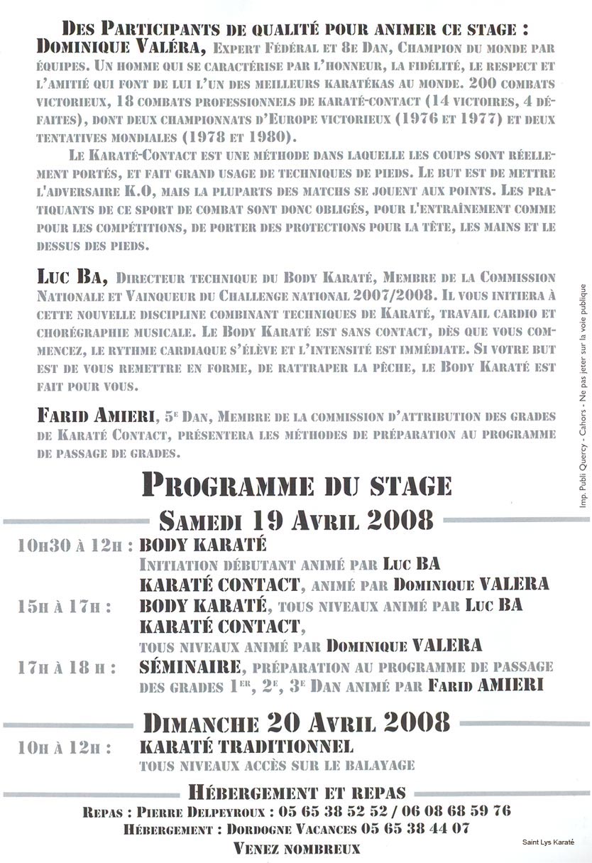 Stage VALERA et Luc BA